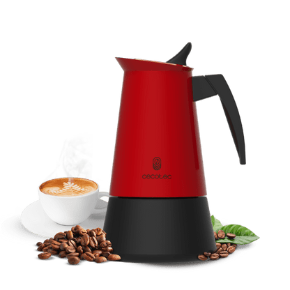 Piccolina Red Cafetera italiana fabricada en acero inoxidable de alta calidad para 2/4/6/10 tazas de café.
