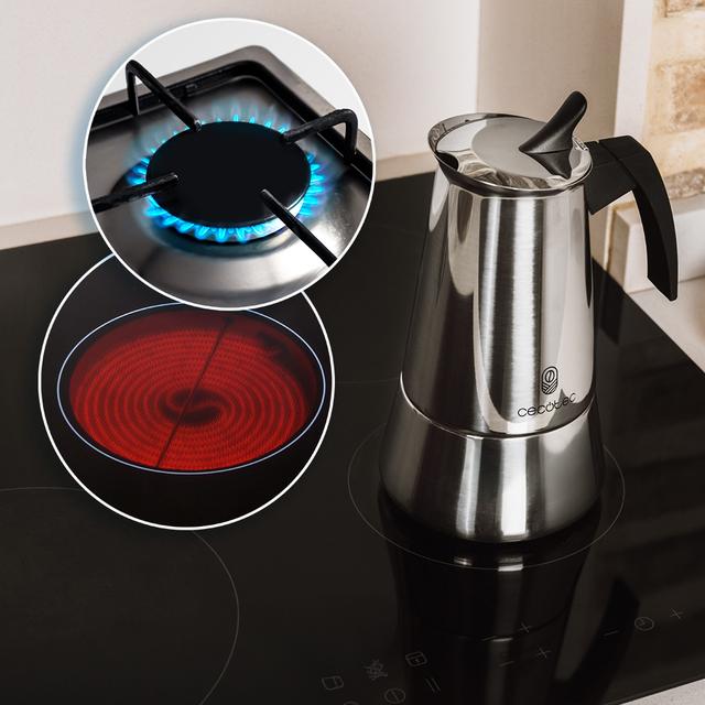 Piccolina Red Cafetera italiana fabricada en acero inoxidable de alta calidad para 2/4/6/10 tazas de café.